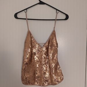 Fleur du mal XS rose gold sequin crop top spaghetti strap